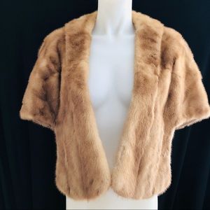 ❤️SOLD❤️ VTG. Honey Blonde Mink Fur Shawl Shrug Stole